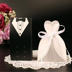 Elegant Black and White Wedding Favor Boxes